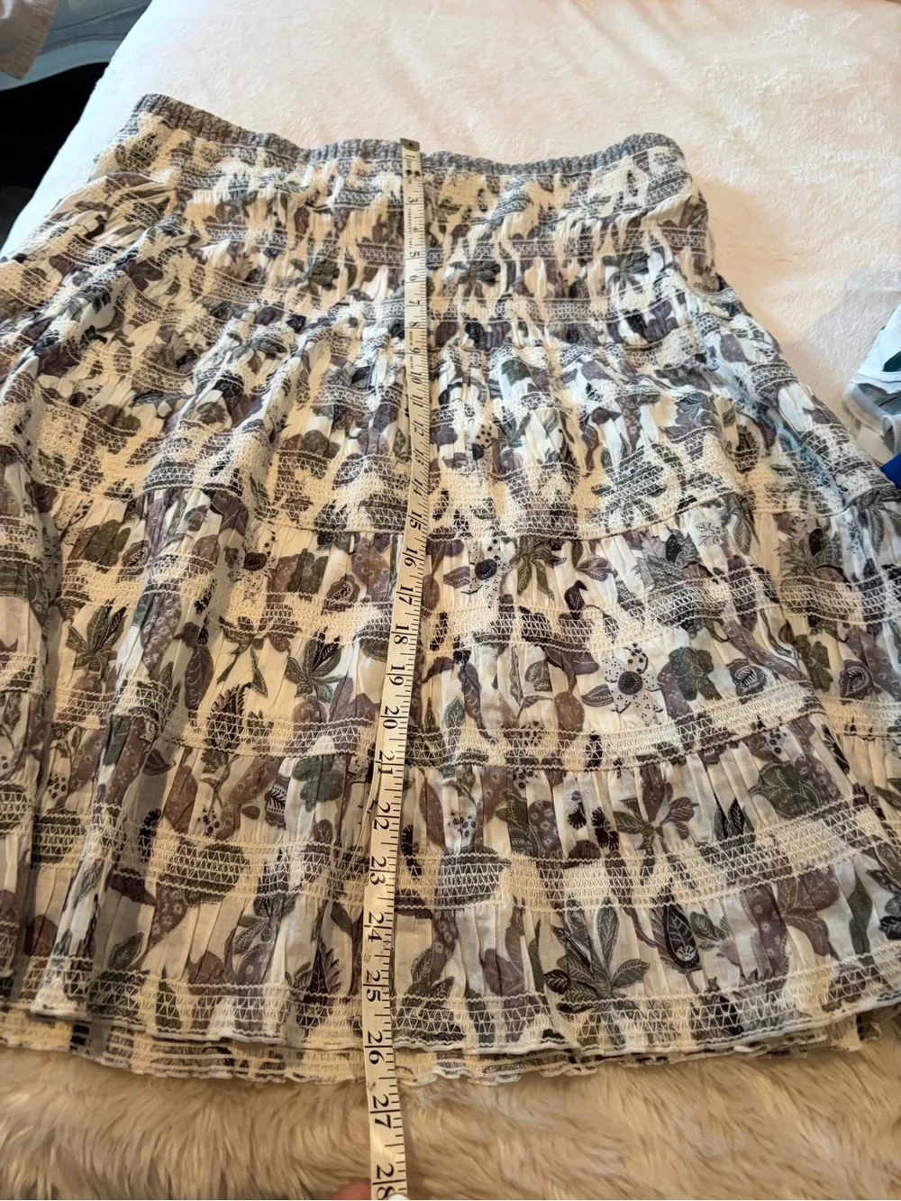 Tory burch smocked skirt 14 peasant boho midi xl floral